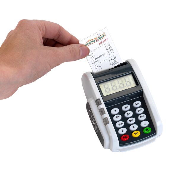 Theo Klein 9360 Bezahl-Terminal mit Licht & Sound I Batteriebetriebene Ergänzung zu Spielzeugkassen I Inkl. Contactless-Payment-Funktion I Maße: 11 cm x 8 cm x 5 cm I Spielzeug für Kinder ab 3 Jahren