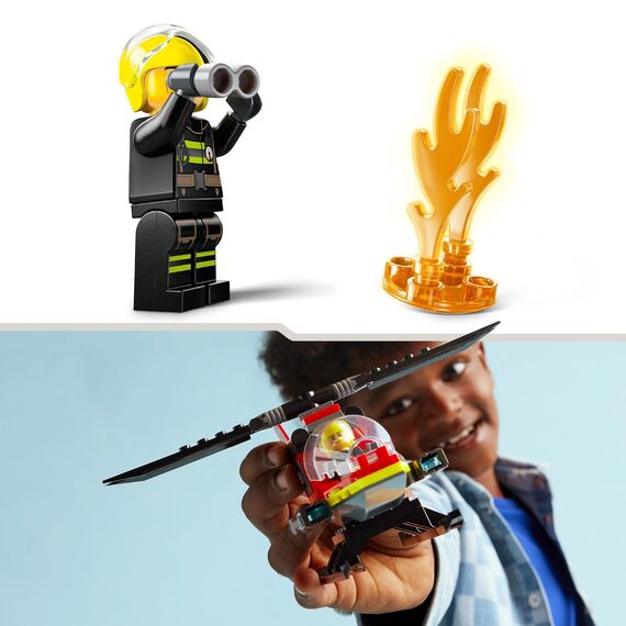 LEGO City Feuerwehrhubschrauber, Set mit Hubschrauber-Spielzeug und Pilot-Figur, Feuerwehr-Helikopter für EIN fantasievolles Spielerlebnis, Geschenk für Kinder, Jungen und Mädchen ab 5 Jahren 60411