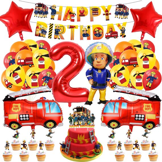 Feuerwehr Geburtstag Deko 2 Jahre 32 Stück, Feuerwehrauto 2 Geburtstag Luftballon, Kindergeburtstag Feuerwehrauto Deko, Feuerwehrmann Geburtstagsdeko, Geburtstagsdeko 2 Jahre Junge