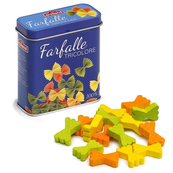 Erzi 17176 Farfalle aus Holz in der Dose, Kaufladenartikel für Kinder, Rollenspiele