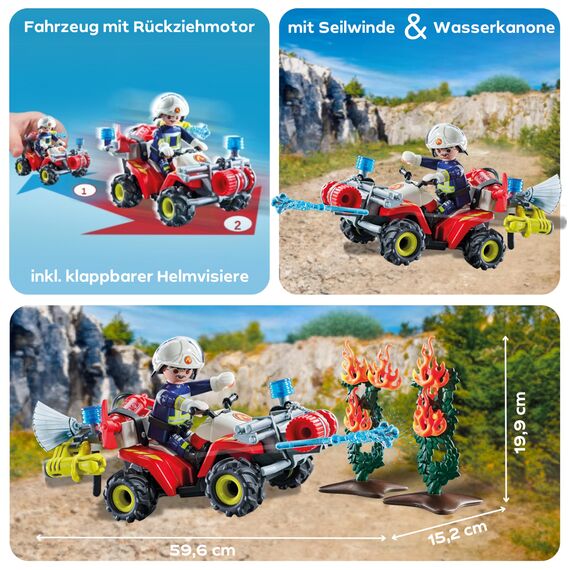 PLAYMOBIL | Action Heroes | Feuerwehr Quad löscht Heckenbrand | Feuerwehrauto | Spielzeug für Kinder ab 4 Jahren | 71825