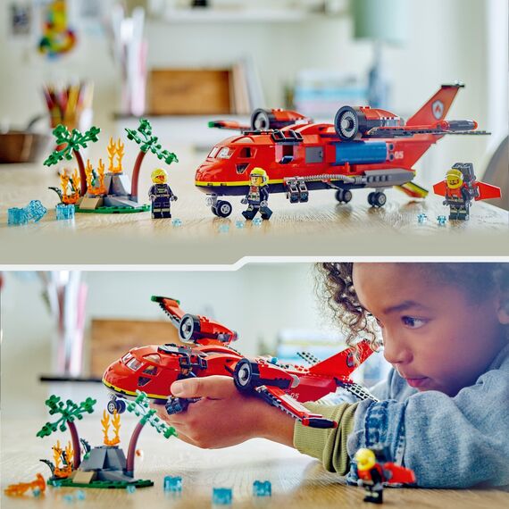 LEGO City Fire Rescue Plane Toy for 6 Plus Year Old Boys, Girls and Kids Who Love Imaginative Play, Airplane Emergency Vehicle Playset Includes 3 Minifigures, Birthday Gift Idea 60413