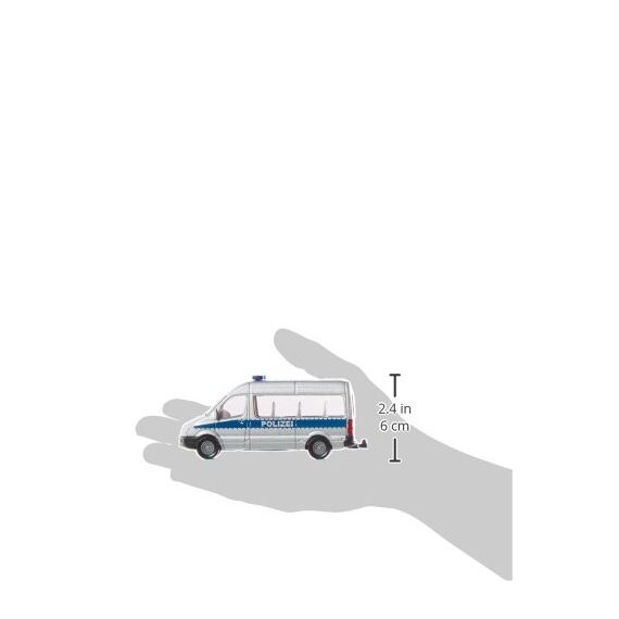 siku 0804, Polizeibus, Metall/Kunststoff, Silber, Anhängerkupplung, Spielzeugauto für Kinder