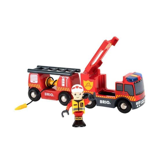 BRIO World - 33811 Feuerwehr-Leiterfahrzeug mit Licht & Sound