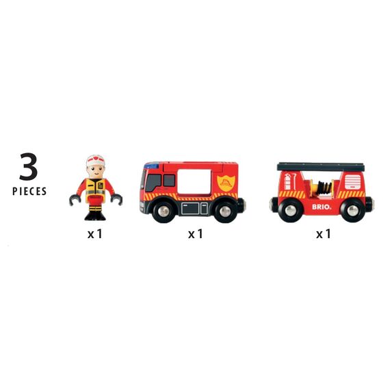 BRIO World - 33811 Feuerwehr-Leiterfahrzeug mit Licht & Sound