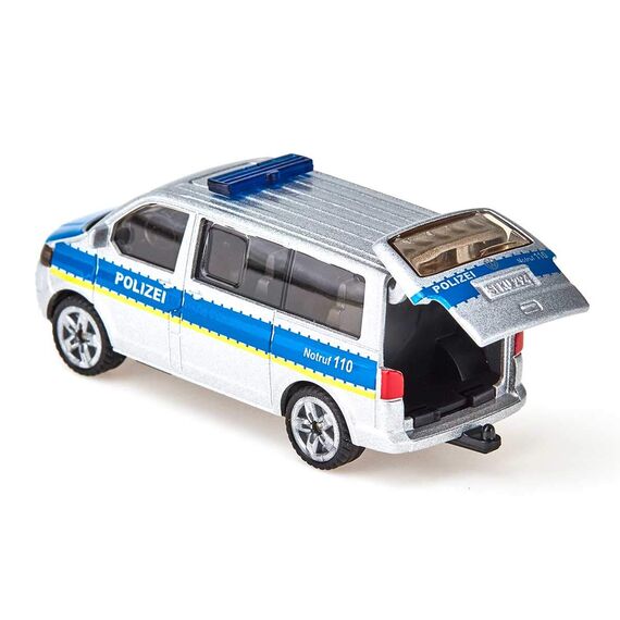 siku 1350, Polizei-Mannschaftswagen, Metall/Kunststoff, Silber, Öffenbare Heckklappe, Anhängerkupplung