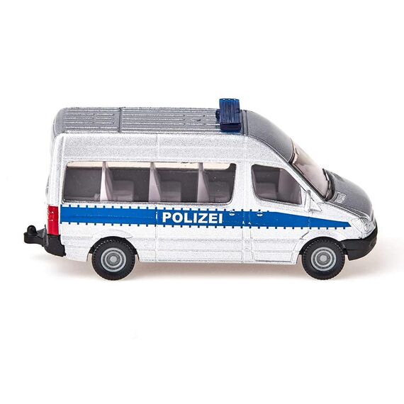 siku 0804, Polizeibus, Metall/Kunststoff, Silber, Anhängerkupplung, Spielzeugauto für Kinder
