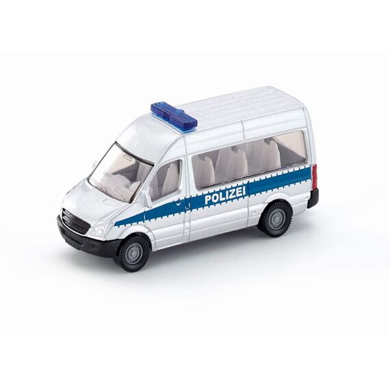 siku 0804, Polizeibus, Metall/Kunststoff, Silber, Anhängerkupplung, Spielzeugauto für Kinder