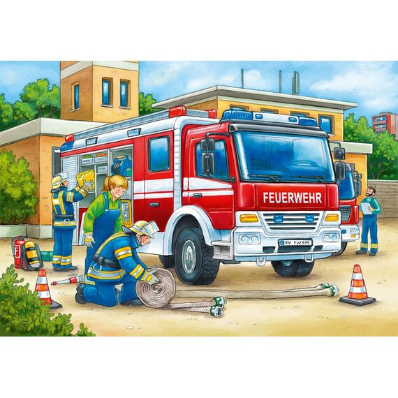 Ravensburger Kinderpuzzle - 07574 Polizei und Feuerwehr - Puzzle für Kinder ab 3 Jahren, mit 2x12 Teilen