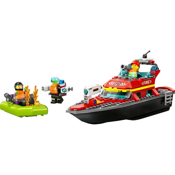 LEGO 60373 City Feuerwehrboot, Spielzeug, das im Wasser schwimmt, mit Rennboot, 3 Minifiguren und Jetpack, Feuerwehr-Boot-Spielzeug Geschenkidee für Jungen und Mädchen ab 5 Jahren
