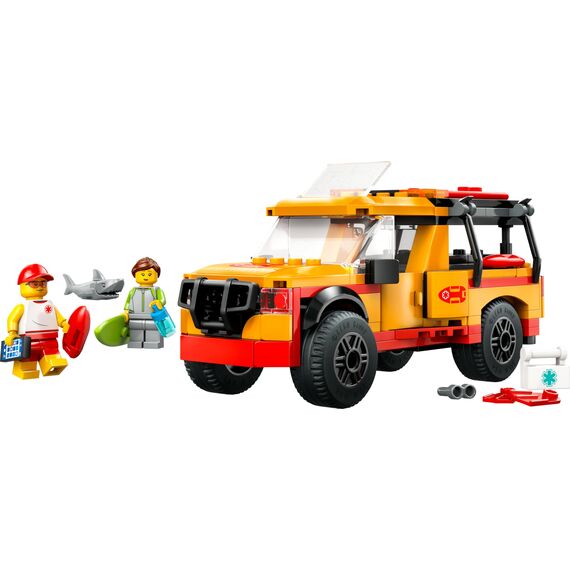 LEGO City Lifeguard Beach Rescue Truck Toy with 2 Minifigures and a Shark Figure - Building Set for 6+ Year Old Boys & Girls - Gifts for Beach-Loving Kids - 60453