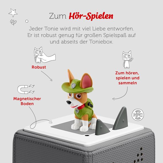 tonies Hörfiguren für Toniebox, PAW Patrol – Hier kommt Tracker, Hörspiel mit 3 Geschichten für Kinder ab 3 Jahren, Spielzeit ca. 55 Minuten