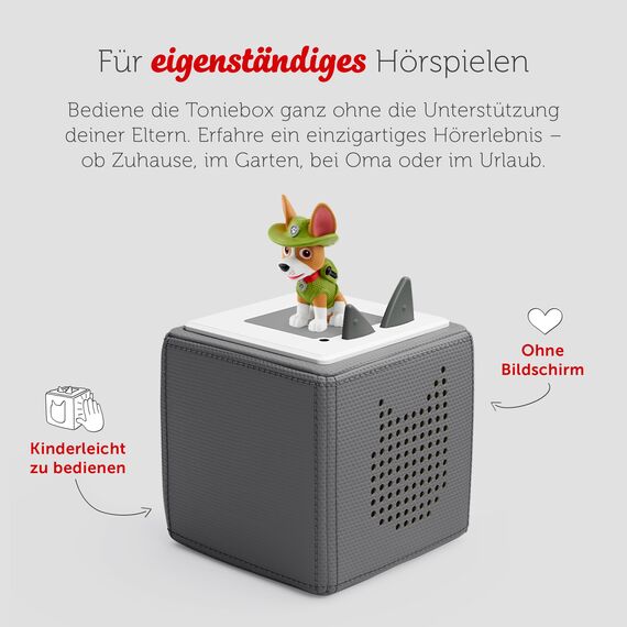tonies Hörfiguren für Toniebox, PAW Patrol – Hier kommt Tracker, Hörspiel mit 3 Geschichten für Kinder ab 3 Jahren, Spielzeit ca. 55 Minuten