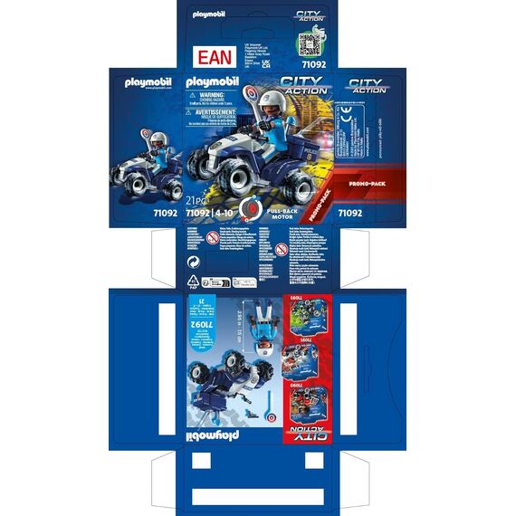 PLAYMOBIL | City Action | Polizei-Speed Quad mit Rückzugsmotor | Spielzeug für Kinder ab 4 Jahren | 71092
