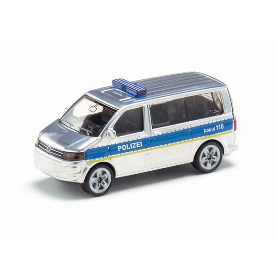 siku 1350, Polizei-Mannschaftswagen, Metall/Kunststoff, Silber, Öffenbare Heckklappe, Anhängerkupplung