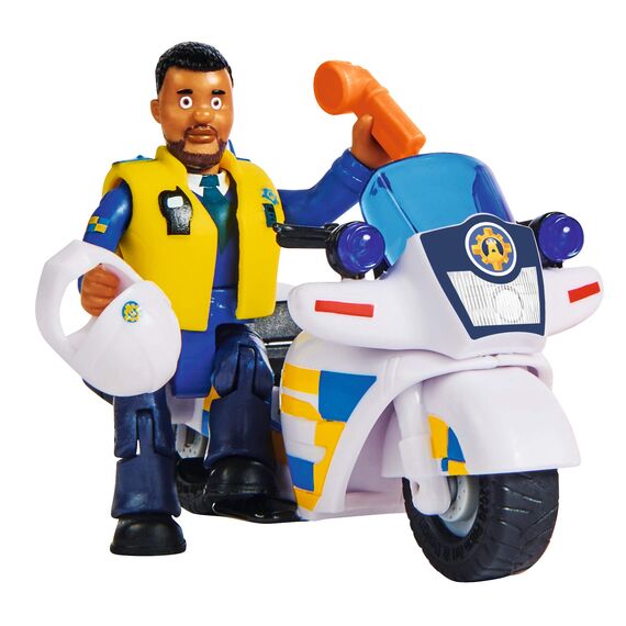 Simba 109251092 - Feuerwehrmann Sam Polizei Motorrad, mit Malcolm Figur, mit Zubehör, Staffel 12, ab 3 Jahren