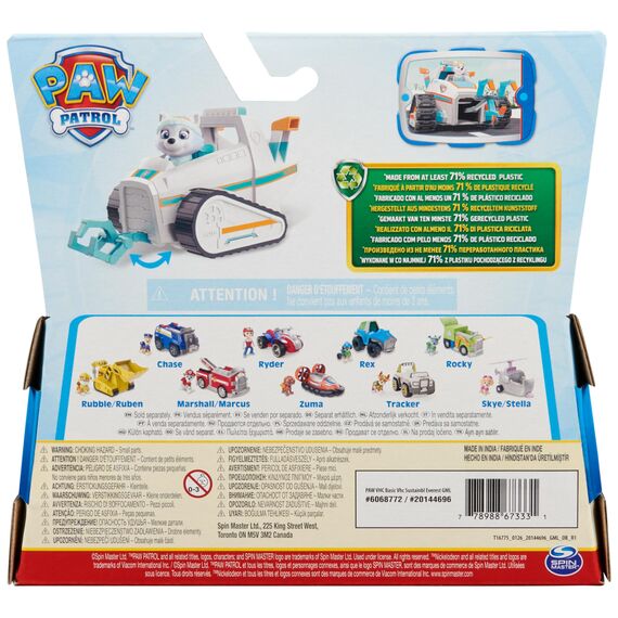 PAW PATROL, Schneemobil mit Everest-Figur (Sustainable Basic Vehicle/Basis Fahrzeug), Spielzeug für Kinder ab 3 Jahren