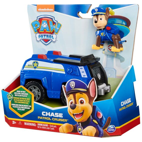 PAW PATROL, Polizei-Fahrzeug mit Chase-Figur (Sustainable Basic Vehicle/Basis Fahrzeug), Spielzeug für Kinder ab 3 Jahren