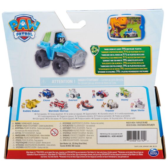 PAW PATROL, Dinosaurier-Rettungsfahrzeug mit Rex-Figur (Sustainable Basic Vehicle/Basis Fahrzeug), Spielzeug für Kinder ab 3 Jahren