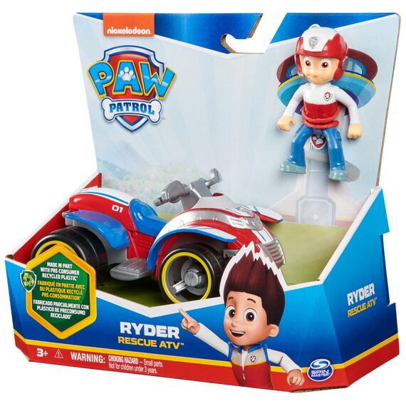 PAW PATROL, Rettungs-Quad mit Ryder-Figur (Sustainable Basic Vehicle/Basis Fahrzeug), Spielzeug für Kinder ab 3 Jahren