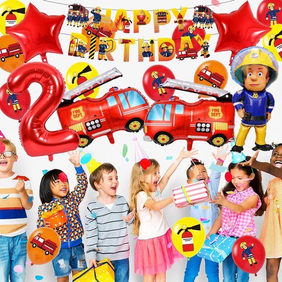 Feuerwehr Geburtstag Deko 2 Jahre 32 Stück, Feuerwehrauto 2 Geburtstag Luftballon, Kindergeburtstag Feuerwehrauto Deko, Feuerwehrmann Geburtstagsdeko, Geburtstagsdeko 2 Jahre Junge