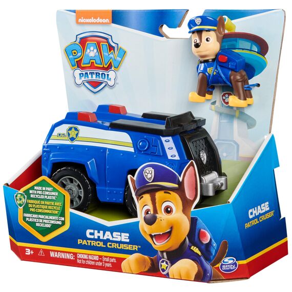 PAW PATROL, Polizei-Fahrzeug mit Chase-Figur (Sustainable Basic Vehicle/Basis Fahrzeug), Spielzeug für Kinder ab 3 Jahren
