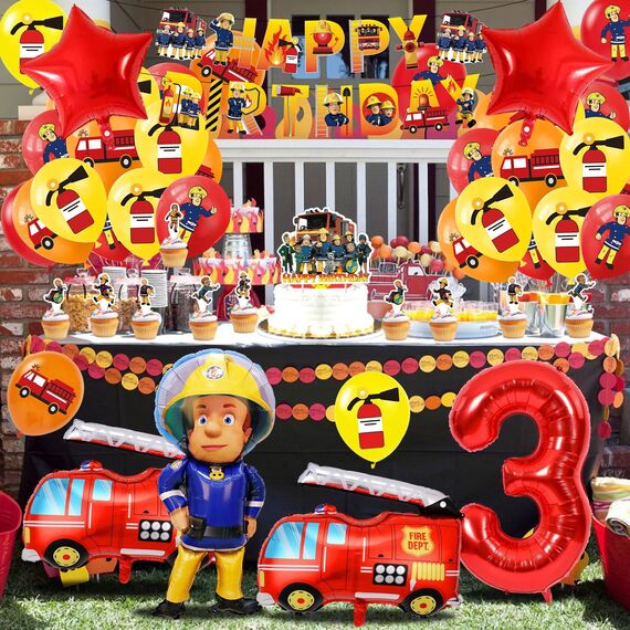 Feuerwehr Geburtstag Deko 3 Jahre 32 Stück, Feuerwehrauto 3 Geburtstag Luftballon, Kindergeburtstag Feuerwehrauto Deko, Feuerwehrmann Geburtstagsdeko, Geburtstagsdeko 3 Jahre Junge