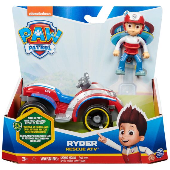PAW PATROL, Rettungs-Quad mit Ryder-Figur (Sustainable Basic Vehicle/Basis Fahrzeug), Spielzeug für Kinder ab 3 Jahren