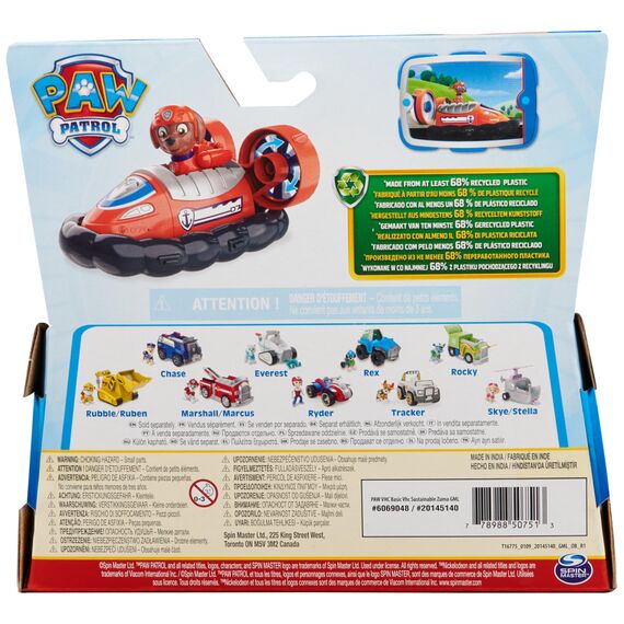 PAW PATROL, Luftkissenboot mit Zuma-Figur (Sustainable Basic Vehicle/Basis Fahrzeug), Spielzeug für Kinder ab 3 Jahren