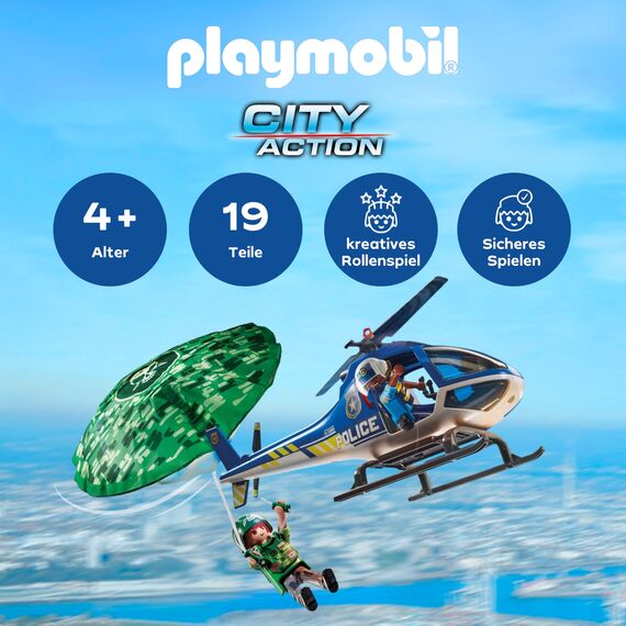 PLAYMOBIL | City Action | Polizei-Hubschrauber | Spielzeug für Kinder ab 4 Jahren | 70569