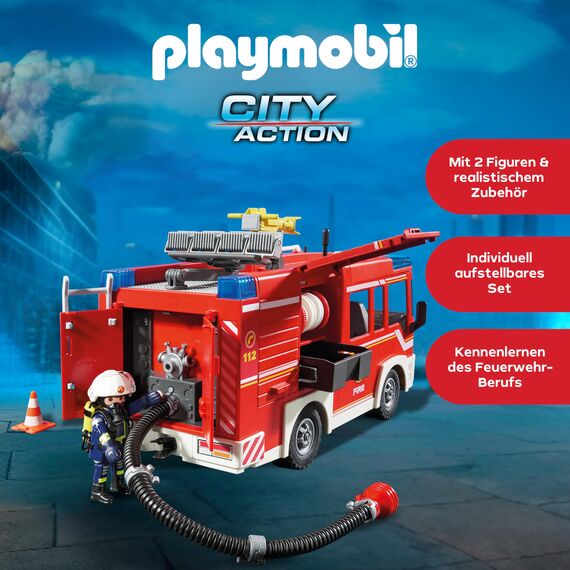 PLAYMOBIL City Action 9464 Feuerwehr-Rüstfahrzeug mit Licht und Sound, Ab 5 Jahren