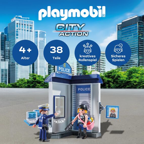 PLAYMOBIL Polizei Ermittlungszimmer | Polizei-Spielzeug | Abenteuer-Spielzeug für Kinder ab 4 Jahren | Fördert Rollenspiele & Kreativität | 71733