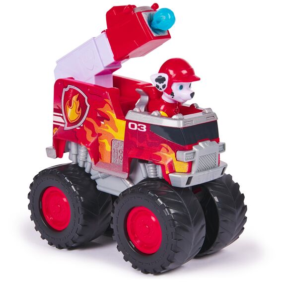PAW PATROL Rescue Wheels - Marshalls Feuerwehr Monstertruck mit Geschoss-Abwurf und Marshall Hundefigur, Spielzeug für Kinder ab 3 Jahren