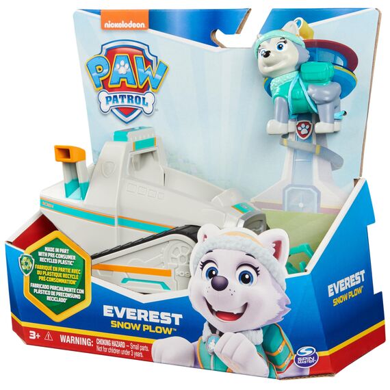 PAW PATROL, Schneemobil mit Everest-Figur (Sustainable Basic Vehicle/Basis Fahrzeug), Spielzeug für Kinder ab 3 Jahren