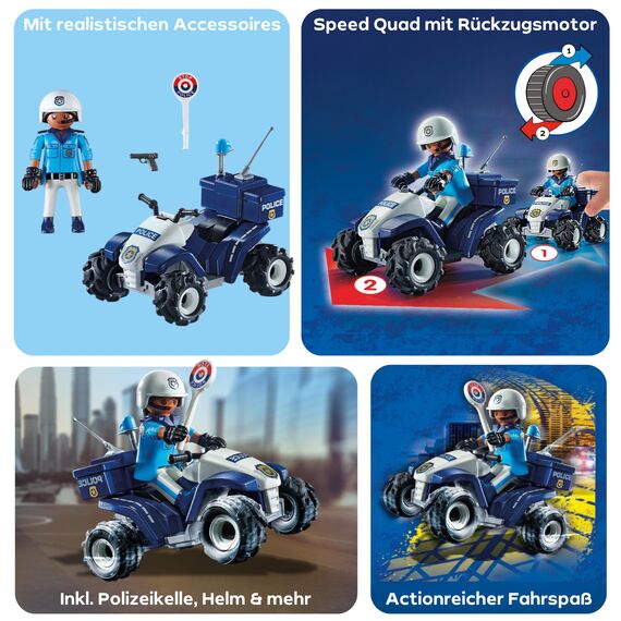 PLAYMOBIL | City Action | Polizei-Speed Quad mit Rückzugsmotor | Spielzeug für Kinder ab 4 Jahren | 71092