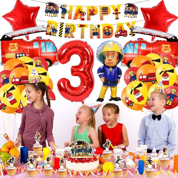 Feuerwehr Geburtstag Deko 3 Jahre 32 Stück, Feuerwehrauto 3 Geburtstag Luftballon, Kindergeburtstag Feuerwehrauto Deko, Feuerwehrmann Geburtstagsdeko, Geburtstagsdeko 3 Jahre Junge