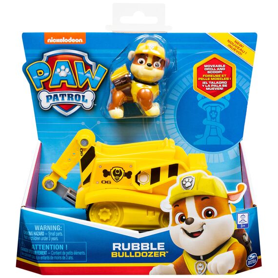 Spin Master PAW Patrol, Baustellen-Fahrzeug mit Rubble-Figur (Basic Vehicle/Basis Fahrzeug), Spielzeugauto, ab 3 Jahren