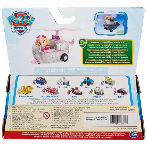 PAW PATROL, Helikopter mit Skye-Figur (Sustainable Basic Vehicle/Basis Fahrzeug), Spielzeug für Kinder ab 3 Jahren