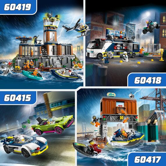 LEGO City Verfolgungsjagd mit Polizeiauto und Muscle Car, Auto-Spielezug mit 2 Rennautos, Polizei-Geschenk für Kinder, Jungs und Mädchen ab 6 Jahren, Set mit Polizist und Ganovin-Minifiguren 60415