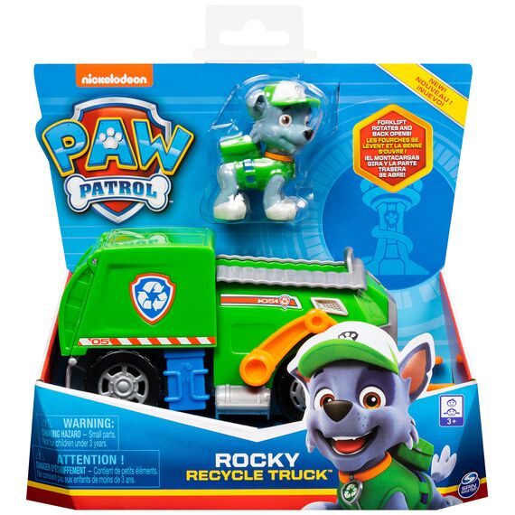 PAW Patrol, Recycling-Fahrzeug mit Rocky-Figur (Basic Vehicle/Basis Fahrzeug), Spielzeugauto, ab 3 Jahren