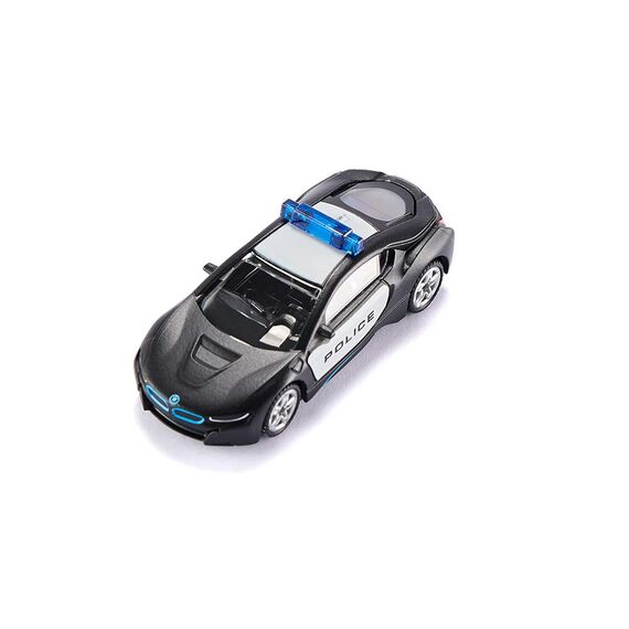 siku 1533, BMW i8 US-Polizeiauto, Metall/Kunststoff, Schwarz/Weiß, Vielseitig einsetzbar, Spielzeugfahrzeug für Kinder