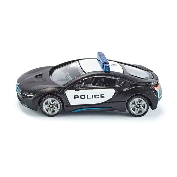 siku 1533, BMW i8 US-Polizeiauto, Metall/Kunststoff, Schwarz/Weiß, Vielseitig einsetzbar, Spielzeugfahrzeug für Kinder