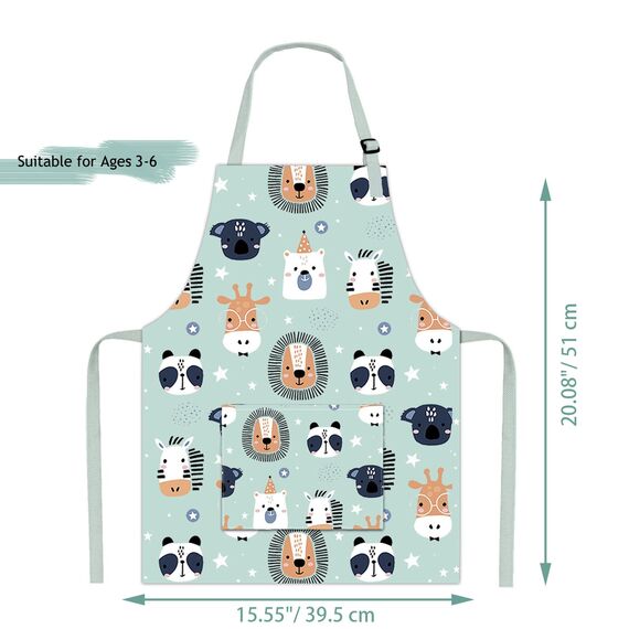 Pipoobear Schürze Kinder mit Taschen für 3-6 Jahre Junge Mädche, Verstellbar Kinderschürze Baumwolle Kinderschürzen für Küche Kochen Backen Malerei Grillen Garten Party Geschenk (Blau)