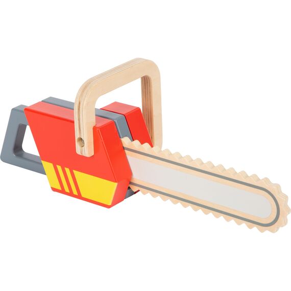 small Foot Kettensäge aus Holz, Rollenspielzeug zum Thema Feuerwehr, mit Sound, für Kinder ab 3 Jahren, 12362