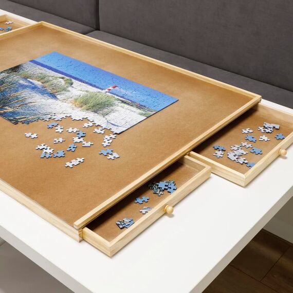 Haushalt International Puzzletisch 1000 Teile Puzzel Tisch 76x57cm Puzzel Board 4 Schubladen Puzzlebrett