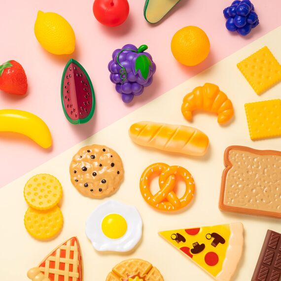 JOYIN 50 Stück Kinder Kunststoff Spielen Lebensmittel Spielzeug, gefälschte Lebensmittel, Küche Playset, Kleinkind phantasievolle Entwicklung Spielzeug, Weihnachten Geburtstag Geschenke Party Zubehör