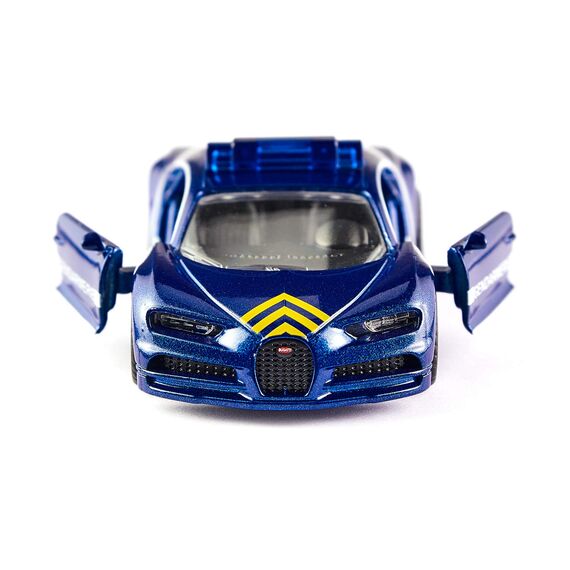 siku 1541, Bugatti Chiron Polizeiauto, Blau, Metall/Kunststoff, Bereifung aus Gummi, Öffenbare Türen