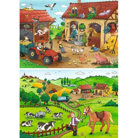 Ravensburger Kinderpuzzle - 07560 Fleißig auf dem Bauernhof - Puzzle für Kinder ab 3 Jahren, mit 2x12 Teilen