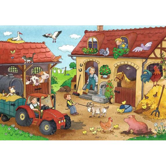 Ravensburger Kinderpuzzle - 07560 Fleißig auf dem Bauernhof - Puzzle für Kinder ab 3 Jahren, mit 2x12 Teilen