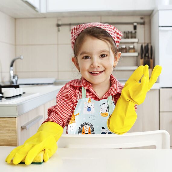 Pipoobear Schürze Kinder mit Taschen für 3-6 Jahre Junge Mädche, Verstellbar Kinderschürze Baumwolle Kinderschürzen für Küche Kochen Backen Malerei Grillen Garten Party Geschenk (Blau)